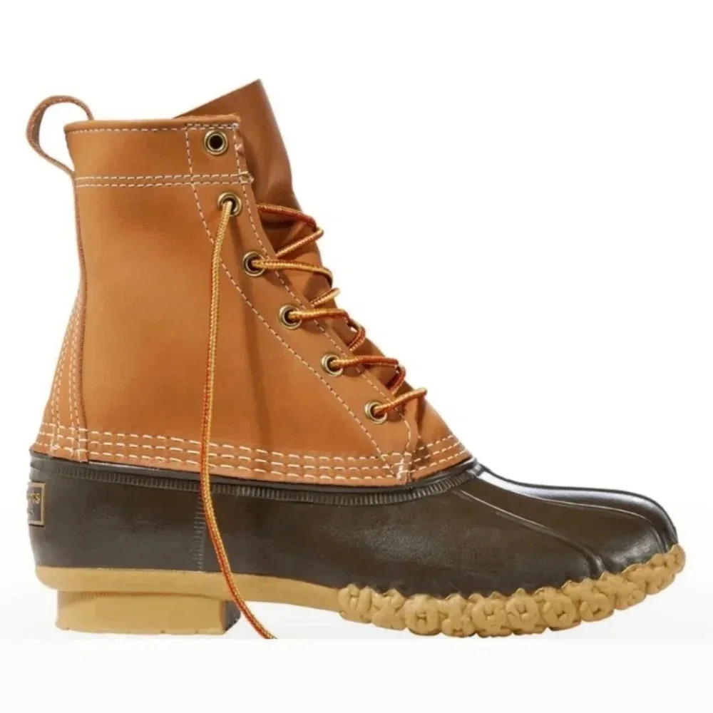 LL Bean Duck Boots 8" Brown Size 6 B M Unlined Winter Waterproof Water Snow
